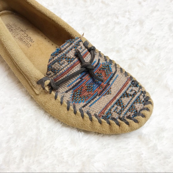 MINNETONKA Aztec Boho Leather Loafer Moccasins - Picture 3 of 7